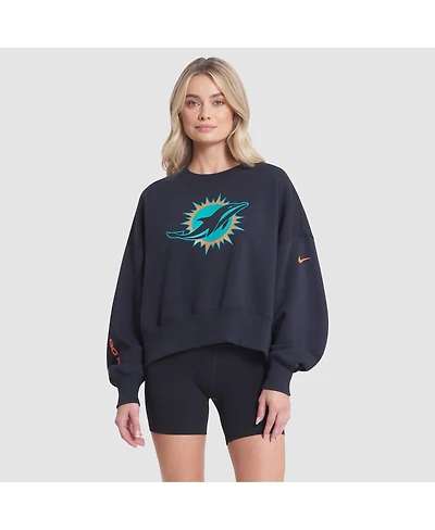 Nike Women's Pitch Blue Miami Dolphins 2025 Rivalries Collection Oversized Phoenix Fleece Sweatshirt