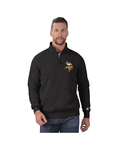 Starter Men's Black Minnesota Vikings Classic Half-Zip Pullover Sweatshirt