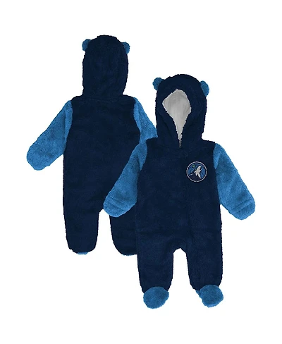 Outerstuff Baby Boys and Girls Newborn Navy Minnesota Timberwolves Stay Napping Fleece Bunting Full-Zip Sleeper