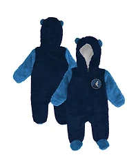 Outerstuff Baby Boys and Girls Newborn Navy Minnesota Timberwolves Stay Napping Fleece Bunting Full-Zip Sleeper
