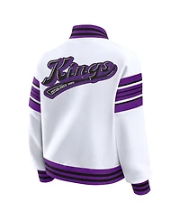 Wear by Erin Andrews Women's White Sacramento Kings Snap Front Fleece Sweatshirt