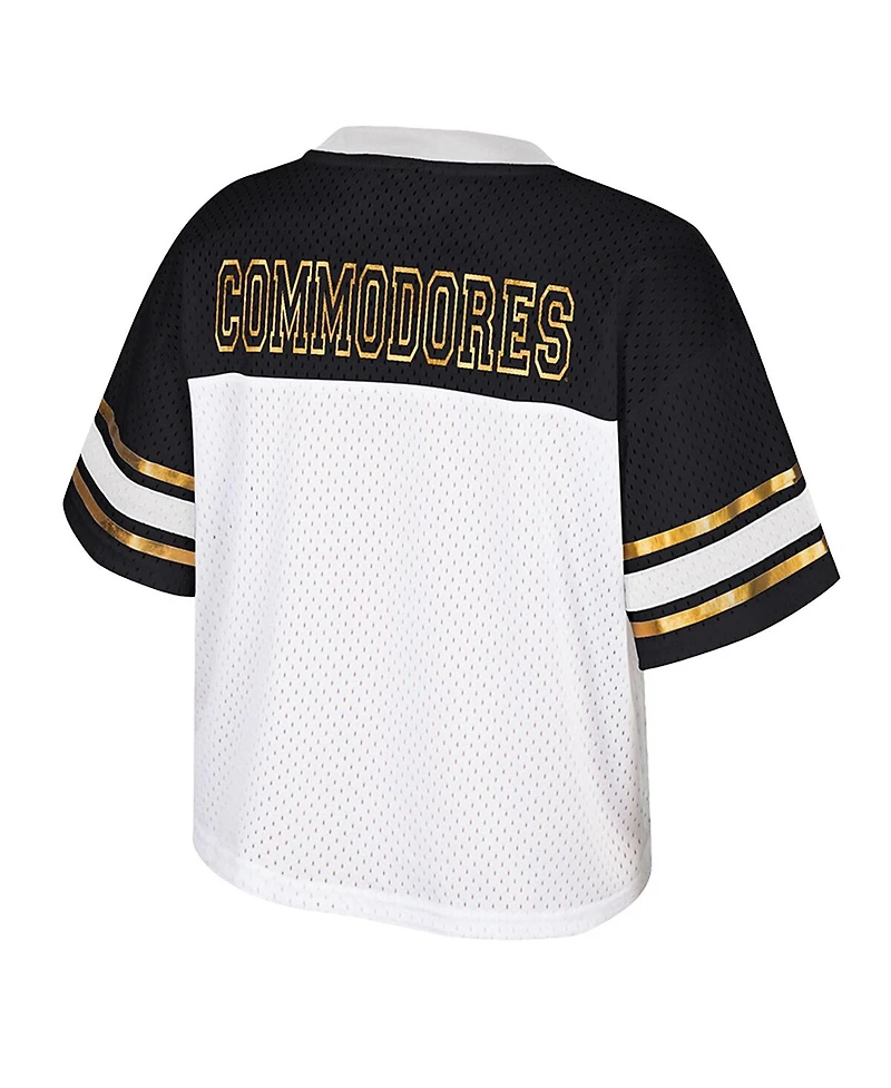 Colosseum Women's White Vanderbilt Commodores Treasure Cropped Football Jersey
