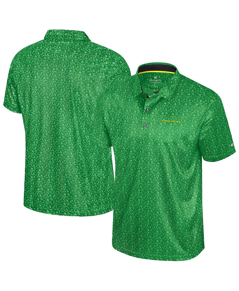 Colosseum Men's Green Oregon Ducks Football Print Polo Shirt