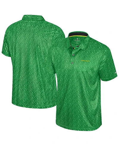 Colosseum Men's Green Oregon Ducks Football Print Polo Shirt