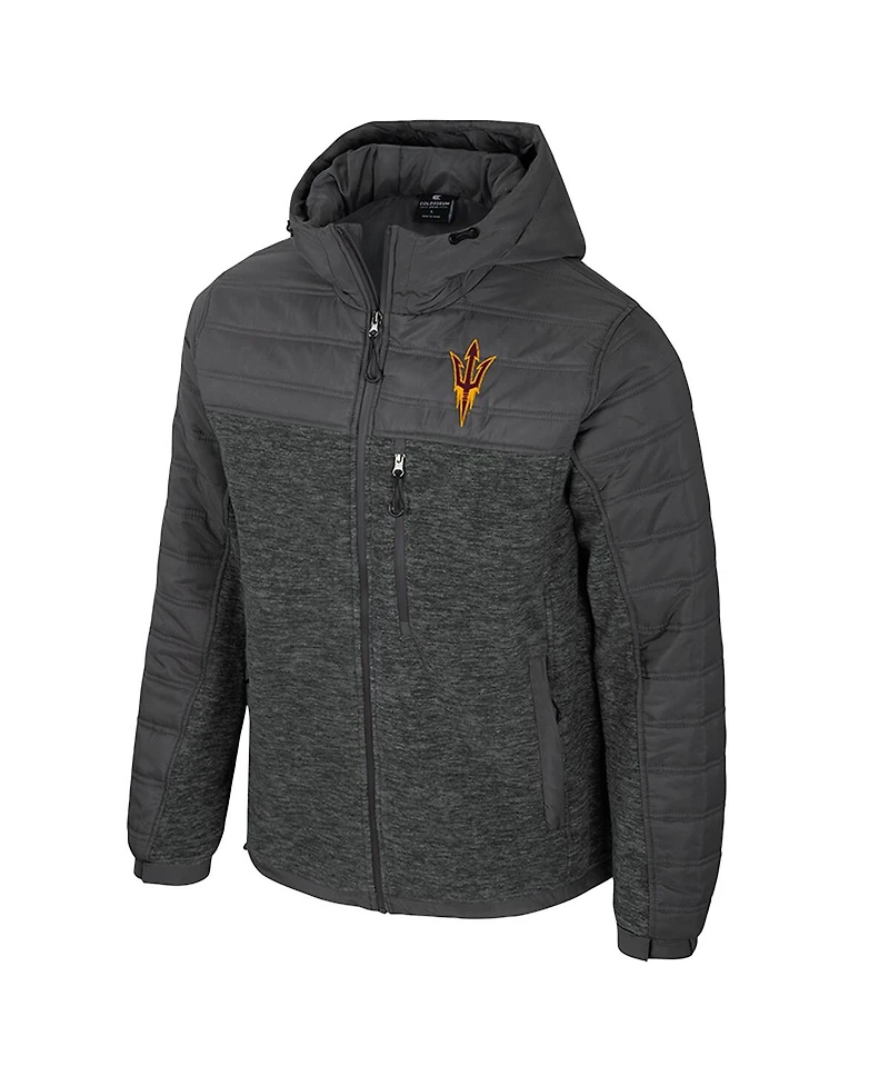 Colosseum Men's Charcoal Arizona State Sun Devils Nightman Full-Zip Hoodie Puffer Jacket