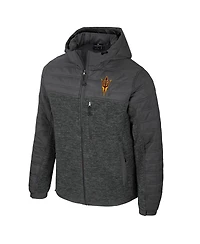 Colosseum Men's Charcoal Arizona State Sun Devils Nightman Full-Zip Hoodie Puffer Jacket