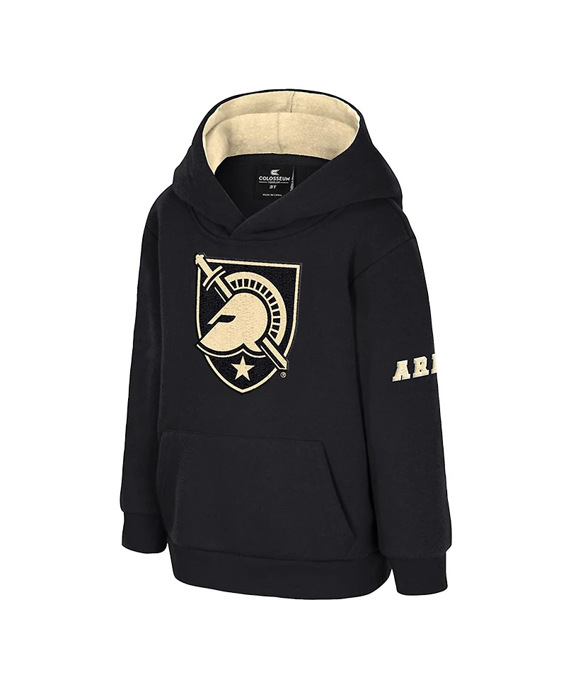 Colosseum Toddler Black Army Knights Big Logo Volume Fleece Pullover Hoodie