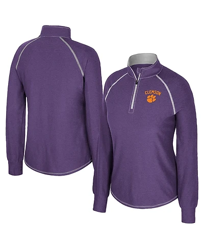 Colosseum Women's Purple Clemson Tigers Bikram Raglan Quarter-Zip Sweatshirt