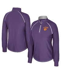 Colosseum Women's Purple Clemson Tigers Bikram Raglan Quarter-Zip Sweatshirt