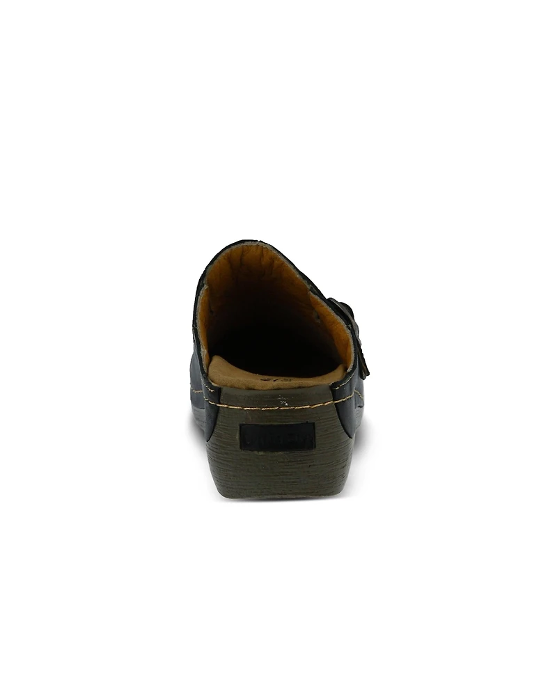 Spring Step Happy Multi-Strap Leather Slip-On Clogs with Buckle Detail and Removable Insole