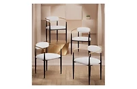 Morden Fort 5-Piece 47" Round Faux Marble Dining Set with Dining Boucle Chair for Kitchen, Dining Room