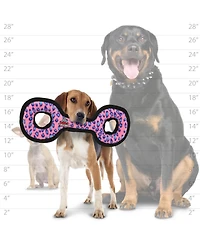 Tuffy Medium Tug-o-War Pink Leopard, Durable Plush Squeaky Dog Toy