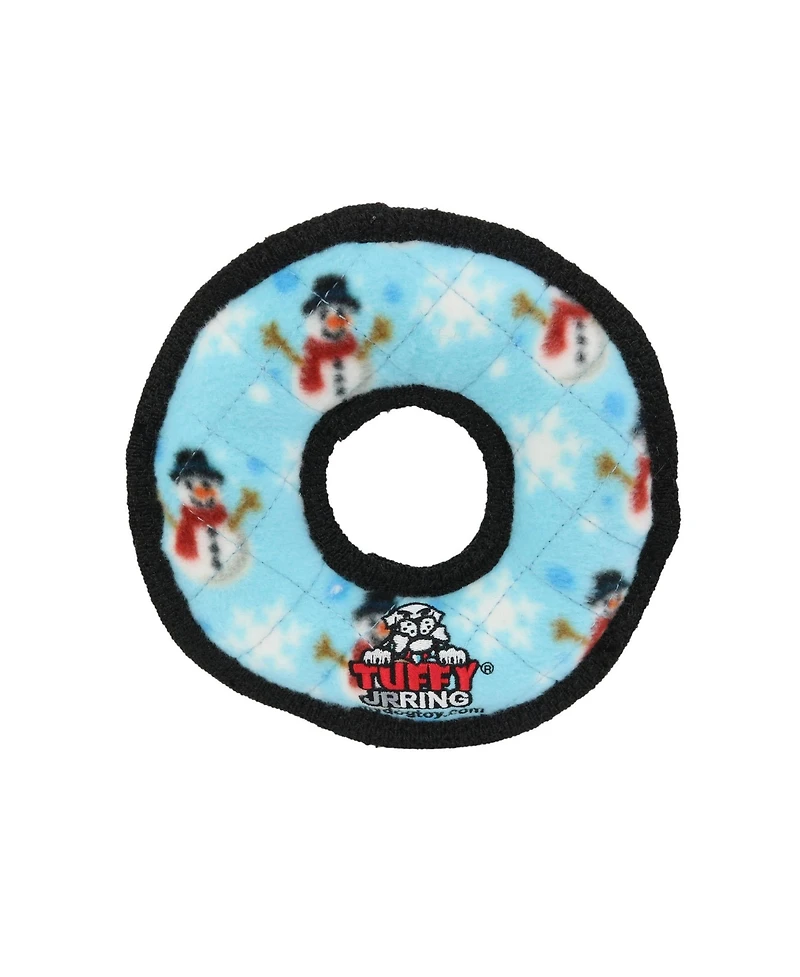 Tuffy Holiday Jr Ring Snowman 2 Pack , Durable Plush Squeaky Dog Toy