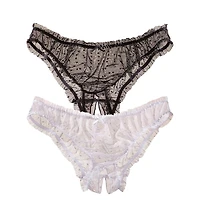 Lascana Women's 2 Pack Sheer Open Panties