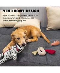 Nocciola 9-in-1 Zombie Plush Squeaky Dog Toys, Mummy Toys, Stimulating Puzzle Toy with 8 Organ-Shaped Plush Toys, Halloween gift, Stuffed Toys for Sma
