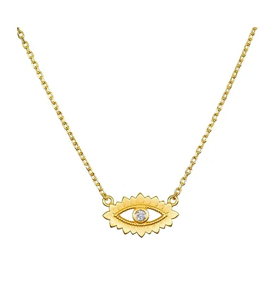 Ignite Intuition White Topaz Evil Eye Necklace