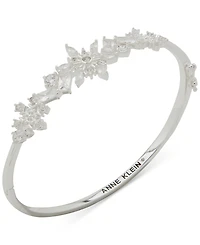 Anne Klein Cubic Zirconia Silver-Tone Snowflake Open Hinge Bracelet