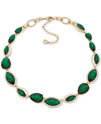 Anne Klein Glass Stone Navette Gold-Tone Teardrop Necklace