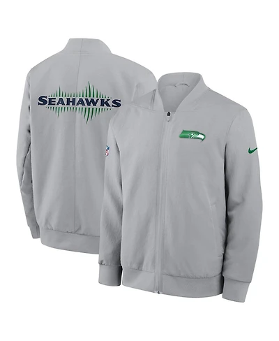 Nike Men's Wolf Gray Seattle Seahawks 2025 Rivalries Collection Sideline Full-Zip Bomber Jacket
