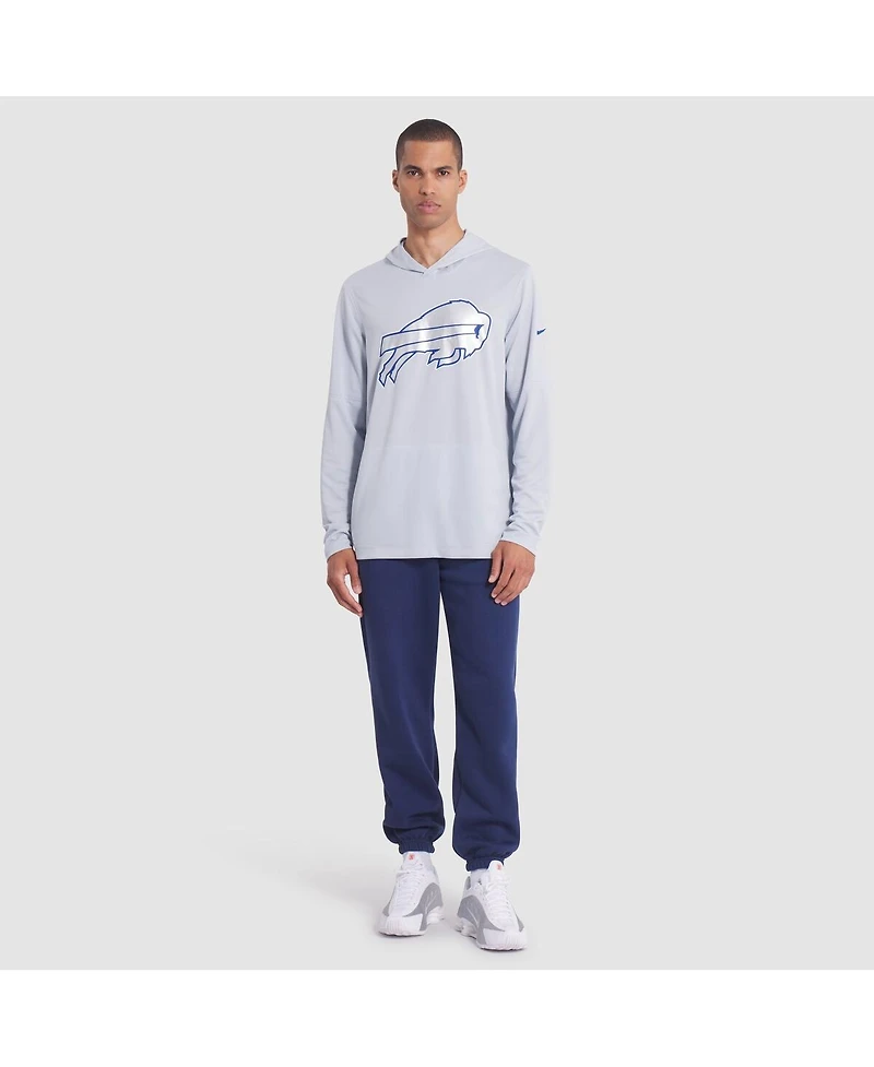 Nike Men's Silver Buffalo Bills 2025 Rivalries Collection Sideline Dri-fit Long Sleeve Hoodie T-Shirt