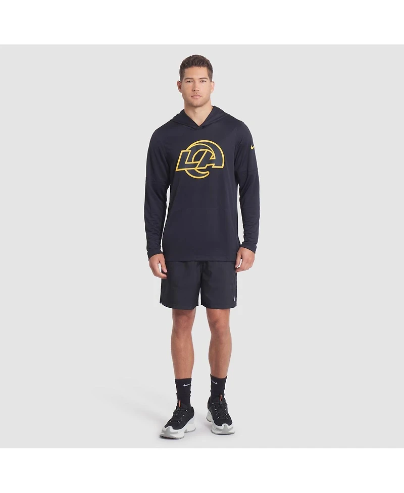 Nike Men's Midnight Blue Los Angeles Rams 2025 Rivalries Collection Sideline Dri-fit Long Sleeve Hoodie T-Shirt