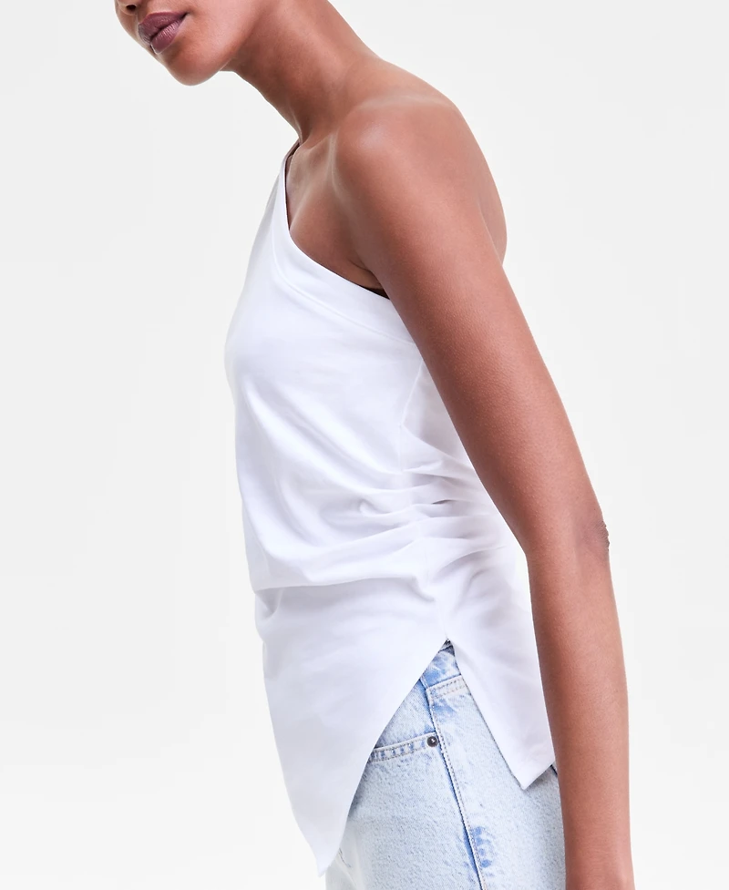 I.n.c. International Concepts Women's One-Shoulder Asymmetrical Cotton Tank Top, Macy's Exclusive