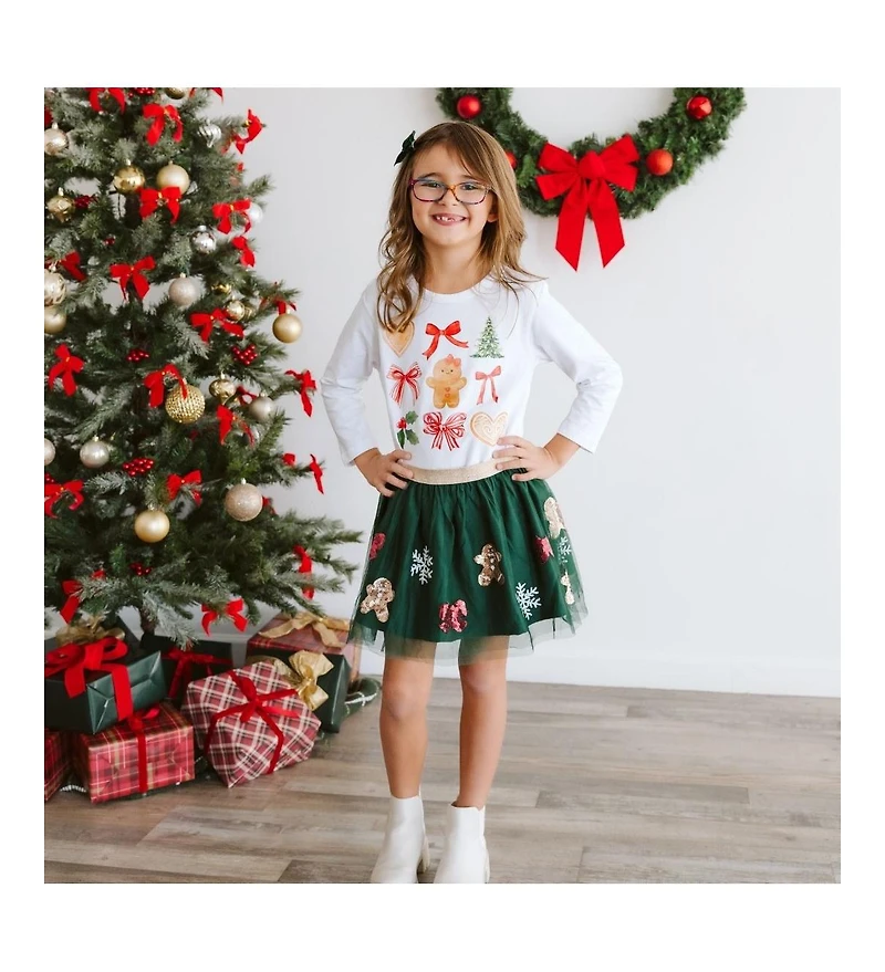 Sweet Wink Baby Girls Gingerbread Cutie Christmas Long Sleeve Shirt