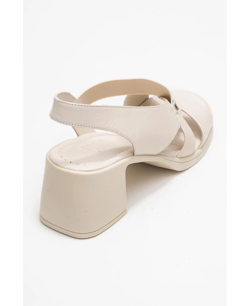 Forever & Always Shoes Crina Elasticated Leather Chunky Heel Sandal (Women)