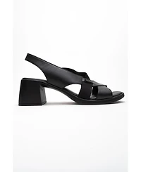 Forever & Always Shoes Crina Elasticated Leather Chunky Heel Sandal (Women)