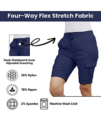 Galaxy By Harvic Women's Loose Fit Super Flex Stretch Cargo Jogger Shorts-2 Pack