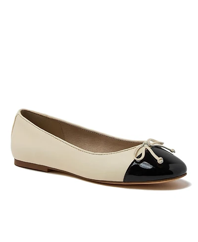 Lands' End Women's Essential Leather Cap Toe Ballet Flats