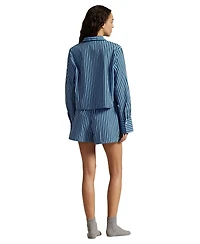 Polo Ralph Lauren Women's 2-Piece Cropped Shirt and Boxer Shorts Pajama Set