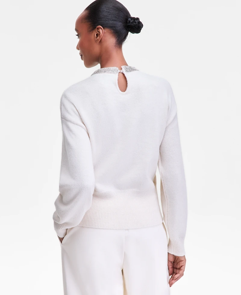 I.n.c. International Concepts Women's Rhinestone Collar Sweater, Macy's Exclusive