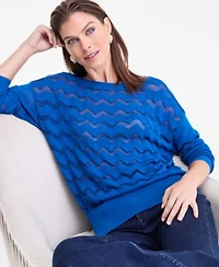 I.N.C. International Concepts Womens Sheer Chevron Stripe Sweater Macys Exclusive