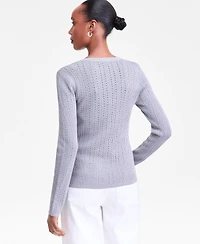 I.n.c. International Concepts Women's Metallic-Knit V-Neck Sweater, Macy's Exclusive