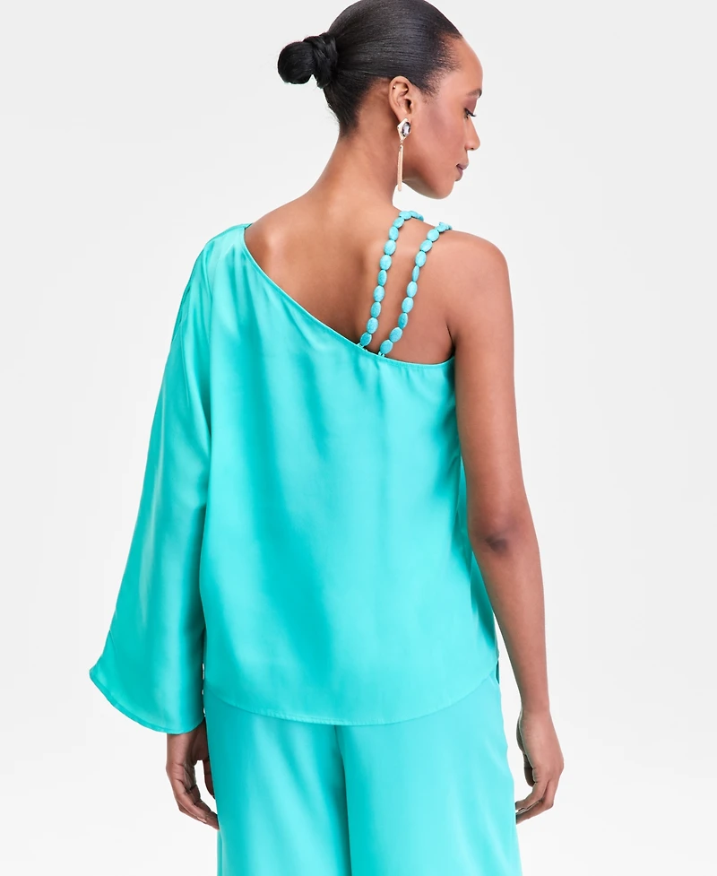 I.n.c. International Concepts Women's Asymmetric Beaded-Strap Top, Exclusively at Macy's