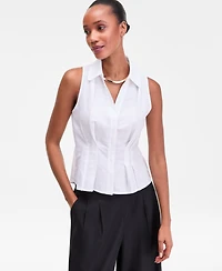 I.n.c. International Concepts Women's Sleeveless Collared Linen Button-Down Shirt, Macy's Exclusive
