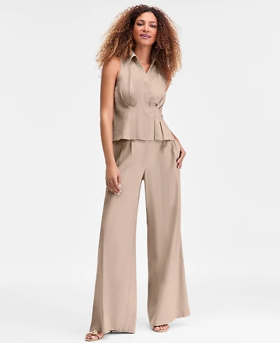 I.n.c. International Concepts Women's Sleeveless Collared Linen Button-Down Shirt, Macy's Exclusive