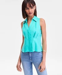 I.n.c. International Concepts Women's Sleeveless Collared Linen Button-Down Shirt, Macy's Exclusive