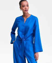 I.n.c. International Concepts Women's Tie-Front Button-Up Blouse, Macy's Exclusive