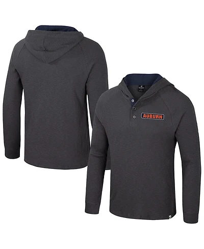 Colosseum Men's Charcoal Auburn Tigers Dujour Ralgan Long Sleeve Henley Hoodie T-Shirt