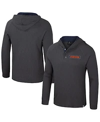 Colosseum Men's Charcoal Auburn Tigers Dujour Ralgan Long Sleeve Henley Hoodie T-Shirt