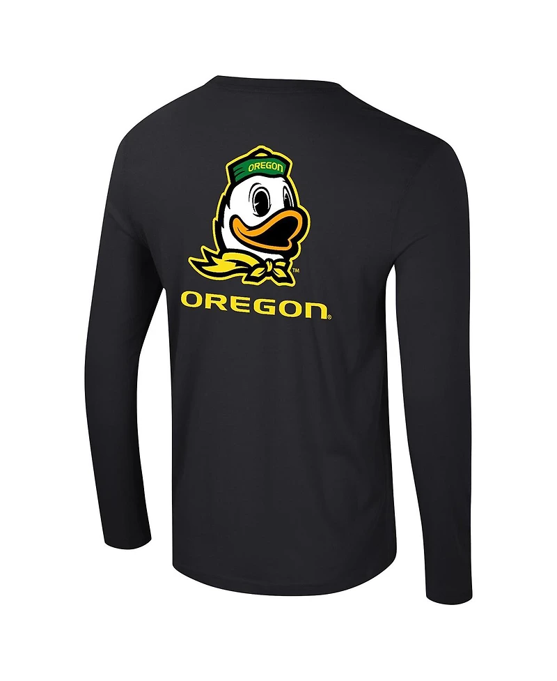 Colosseum Men's Black Oregon Ducks Logo Lockup 3-Hit Active Blend Long Sleeve T-Shirt