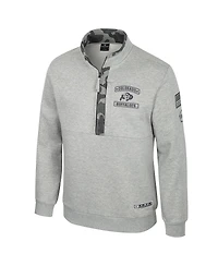 Colosseum Men's Heather Gray Colorado Buffaloes Oorah Oht Military Appreciation Fleece Quarter-Zip Jacket