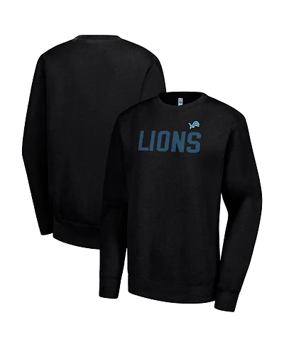 G-iii 4Her by Carl Banks Women's Black Detroit Lions Dot Print Team Graphic Fleece Pullover Sweatshirt