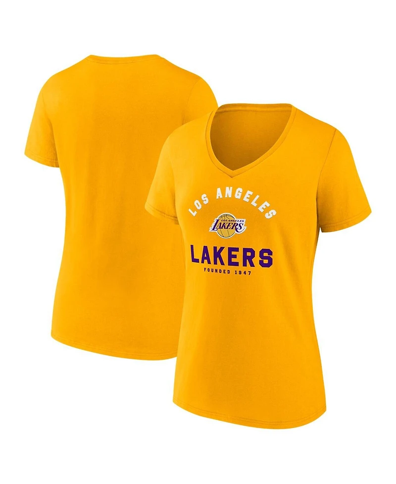 Logo Athletic Women's Gold Los Angeles Lakers Unrivaled V-Neck T-Shirt