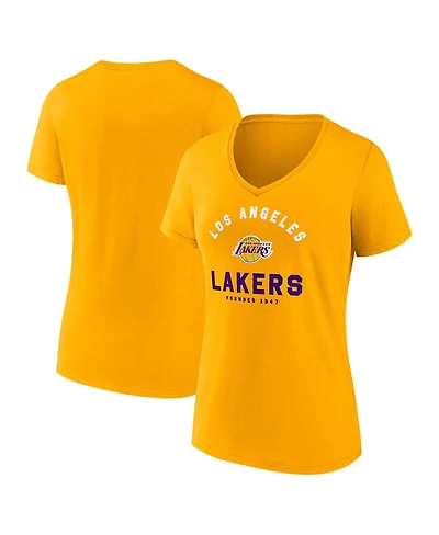 Logo Athletic Women's Gold Los Angeles Lakers Unrivaled V-Neck T-Shirt
