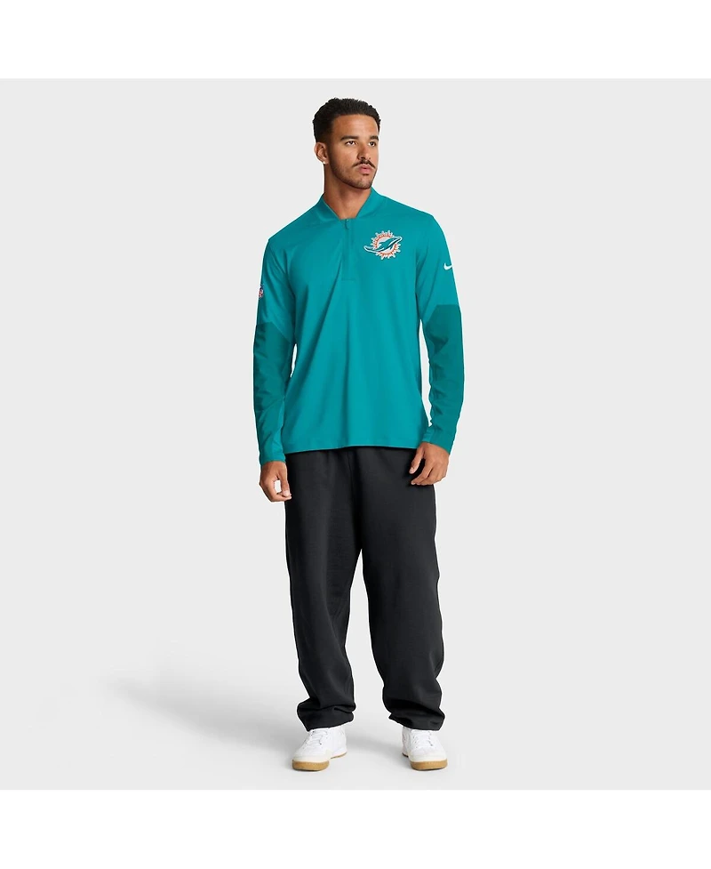 Nike Men's Aqua Miami Dolphins Sideline Dri-fit Half-Zip Pullover