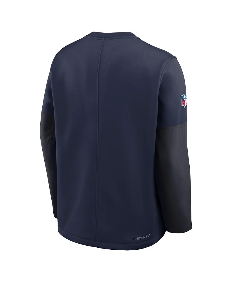 Nike Men's Navy Dallas Cowboys Sideline Coach Therma-fit Long Sleeve T-Shirt