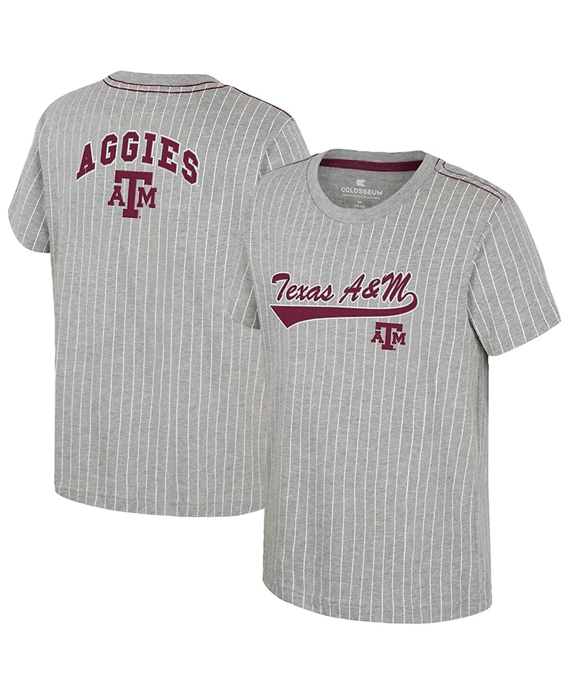 Colosseum Big Boys and Girls Heather Gray Texas A&M Aggies Airball Baseball T-Shirt